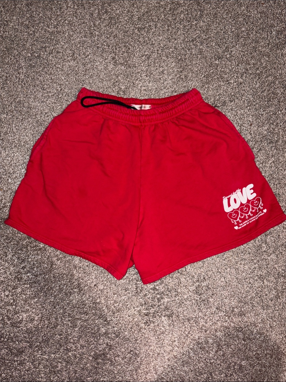 The hang loose hut Red 'LOVE' Graphic Cotton Shorts